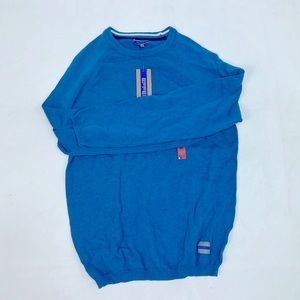 #1163 Effect Bright Blue Round Neck Cotton Sweater | Size: M